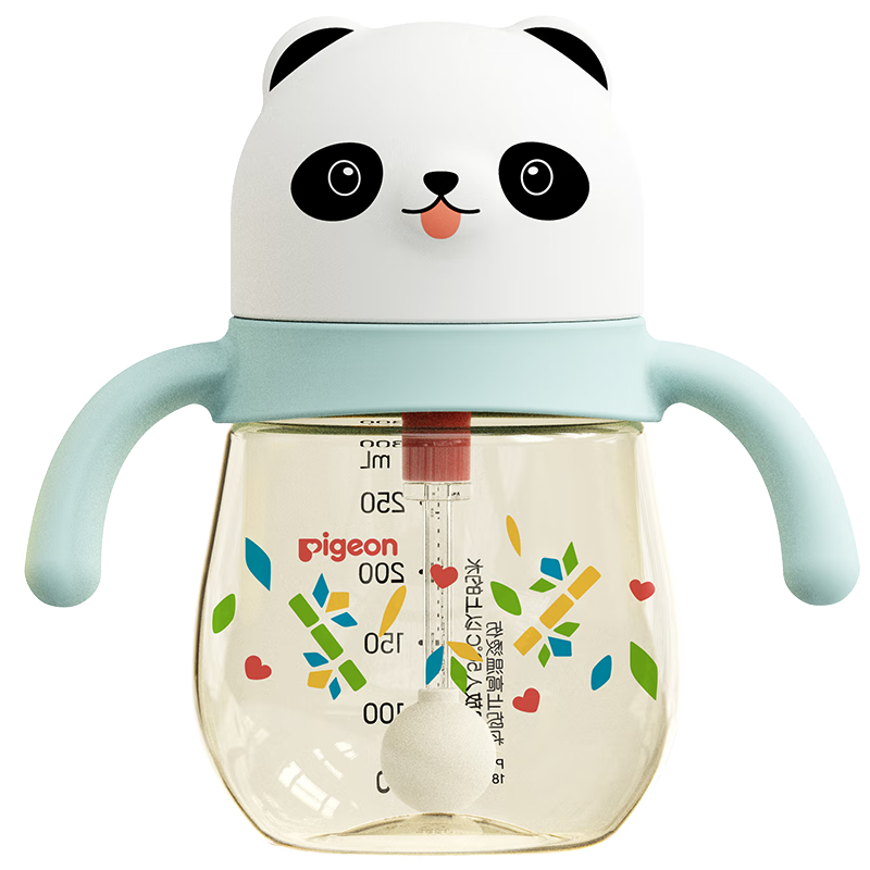 贝亲（Pigeon）熊猫儿童防呛防漏喝水喝奶吸管杯奶瓶 300mL 12月