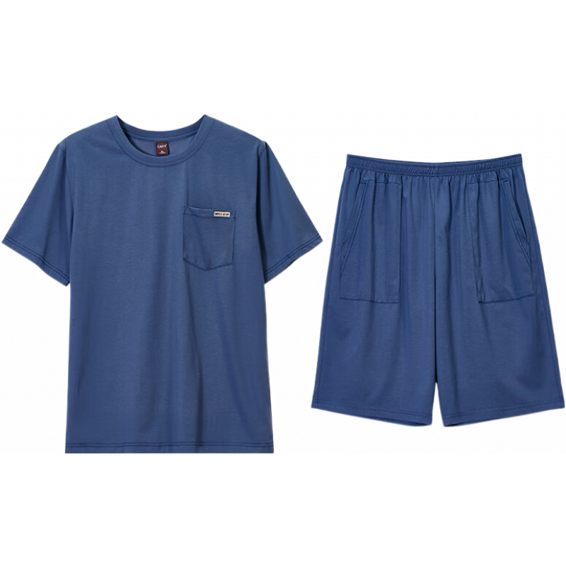 達(dá)爾麗春季新款男士睡衣針織棉圓領(lǐng)短袖短褲夏季休閑純色睡衣家居服套裝 T9241202-020-灰色 3XL