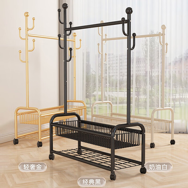 华恺之星晾衣架落地衣帽架卧室家用挂衣架带轮可移动阳台简易凉衣 尼卡衣架-60cm单层-颜色备注【Y-37】