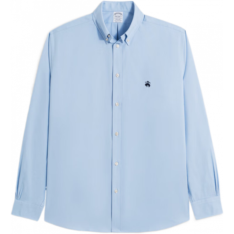 布克兄弟（BrooksBrothers）男士春夏新款紐扣領(lǐng)刺繡logo休閑襯衫 4003-藍(lán)色 L