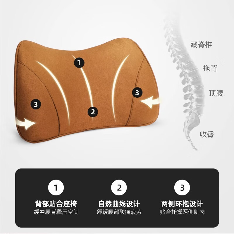 DEATKN德国汽车腰靠护腰靠枕车载驾驶座椅腰靠腰垫腰枕靠枕靠背背垫腰部 绅士灰【腰靠】迈巴赫同款