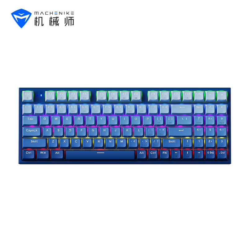 機械師（MACHENIKE）K500機械鍵盤(pán)客制化熱插拔有線(xiàn)PBT鍵帽電腦辦公電競外設 藍色漸變-混光-紅軸(全鍵熱插拔)