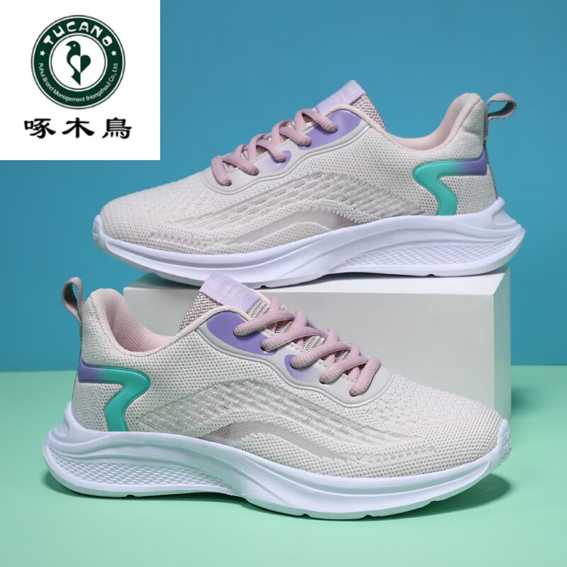 啄木鸟新款女鞋2025年春夏新款超轻软底运动鞋女子网面透气跑步鞋休闲