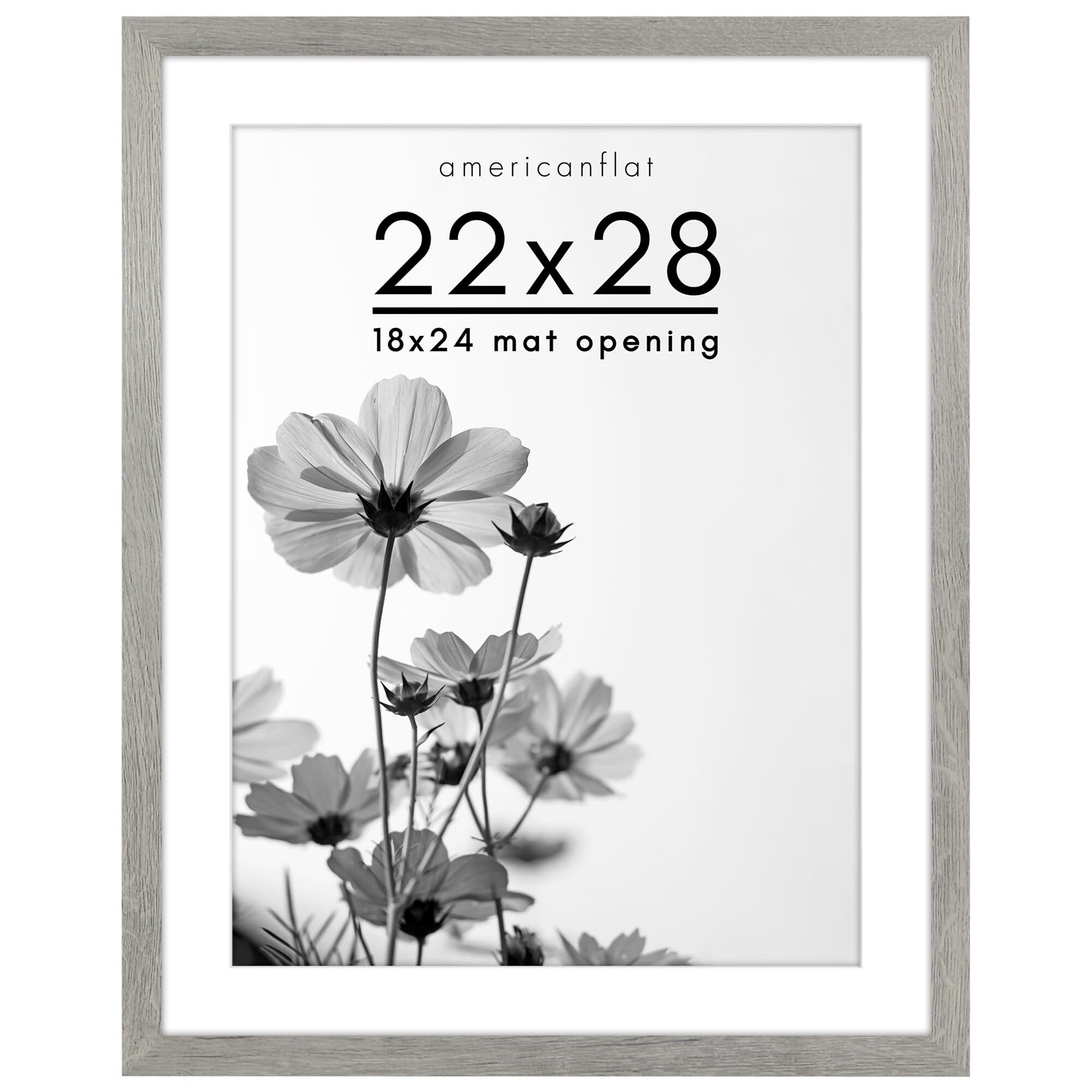 americanflat22x28 灰色木质海报框 带垫子