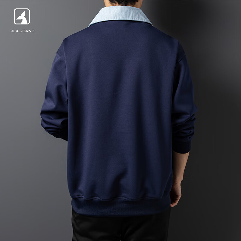 黑鲸男士卫衣春秋款假两件V领长袖高端休闲男装上衣 白色 2XL