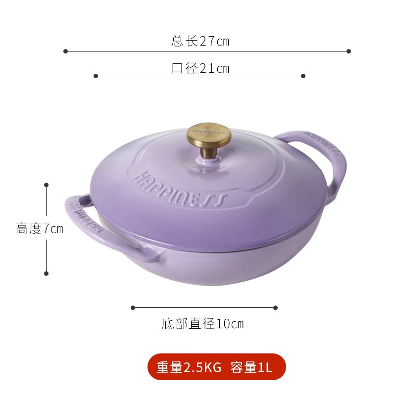 21cm宮廷煲琺瑯鑄鐵鍋煲湯鍋搪瓷鍋煲仔飯鍋多功能家用燉鍋 21宮廷煲啞光紫(內(nèi)鍛黑) 0 210ml