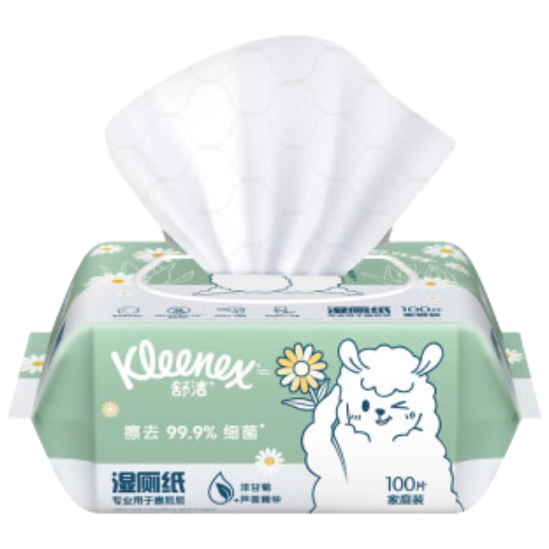 舒潔濕廁紙100抽*1包體驗(yàn)用洋甘菊+蘆薈精華潔廁濕巾濕紙巾廁紙