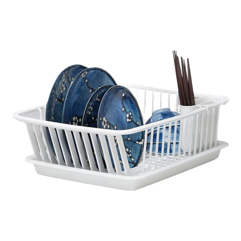 LUSTRO WARE【原裝進(jìn)口】瀝水碗架廚房碗碟架瀝水架塑料瀝碗單層大容量放碗架 K-1354WH（日本制）碗碟架