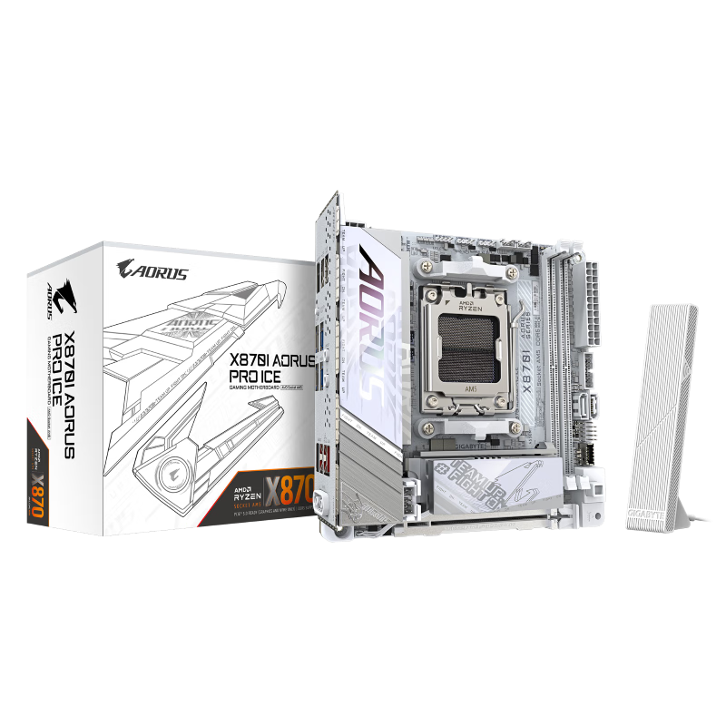 技嘉【免24期息】AMD X870E/X870I AORUS 大板/ITX主板 旗舰款 支持R7 9800X3D/7800X3D/9700X CPU X870I AORUS PRO ICE【迷你冰雕】