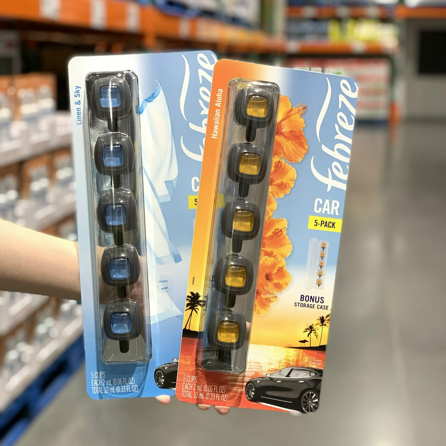 Febreze上海costco 寶潔汽車出風(fēng)口香水車載去臭香薰2ml*5個(gè) 藍(lán)色2ml*5個(gè)清爽天空香