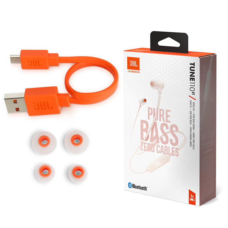 JBL TUNE 110BT 蓝牙无线耳机 运动音乐游戏耳机 苹果华为小米入耳式耳机 带麦可通话 粉色