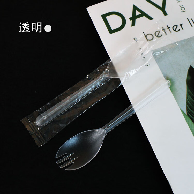 【精選直發(fā)】勺子一次性水果叉子水果撈蛋糕勺叉甜品餐具叉勺塑料 透明 獨(dú)立包裝100只