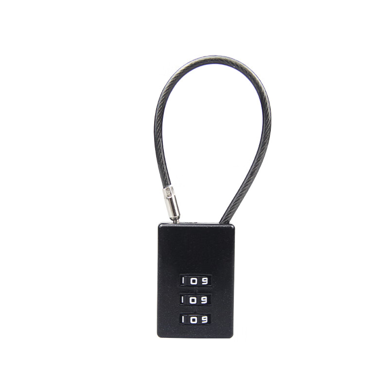 RESET小密码锁挂锁头盔钢缆锁行李箱包锁背包拉杆箱密码挂锁 黑10cm 