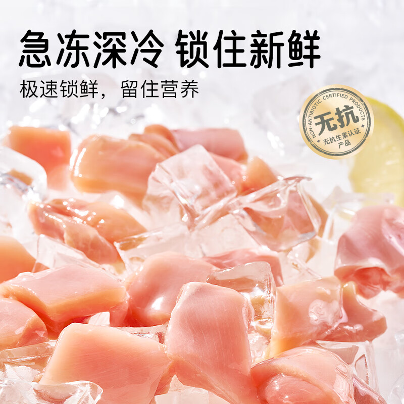 小黄象无抗鸡翅中琵琶腿鸡胸肉鸡翅根鸡腿肉丁黄焖鸡腿块冷冻生鲜 鸡腿肉丁400g*4袋