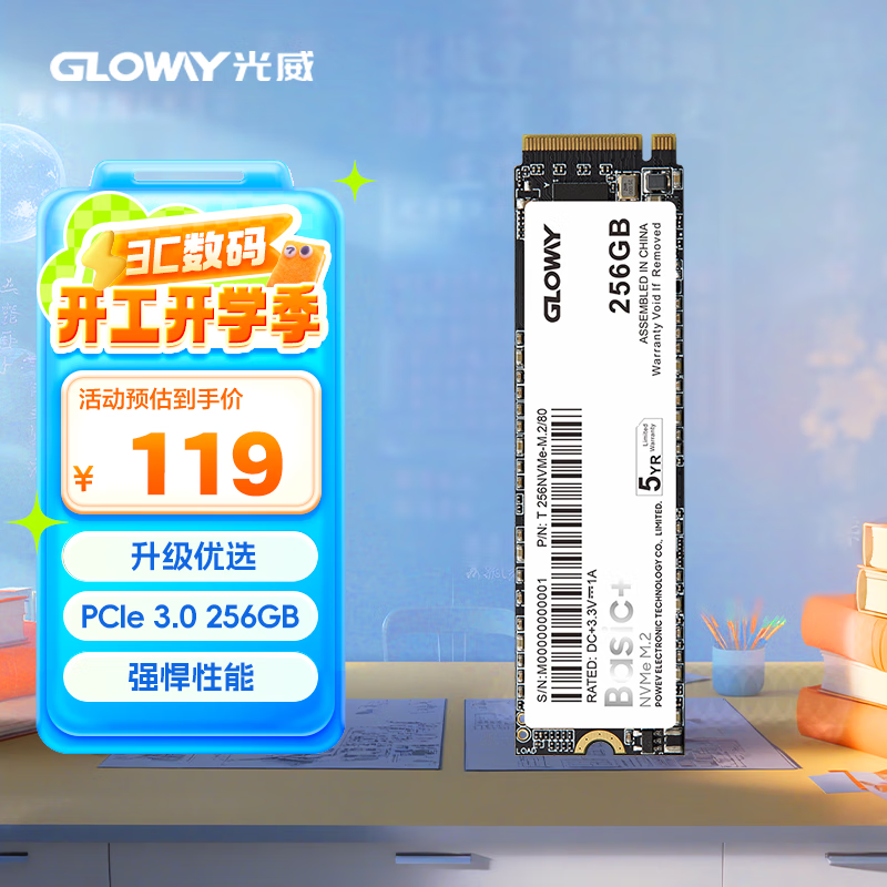 ������Gloway��256GB SSD��̬Ӳ�� M.2�ӿ�(NVMeЭ��) PCIe 3.0x4 Basic+ϵ��