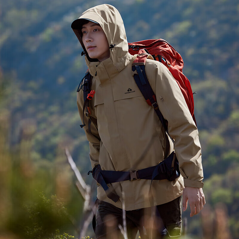 拓路者朱雀冲锋衣三合一男硬壳户外防风防雨抓绒外套登山服春秋款保暖 朱雀红-单冲无内胆 XL