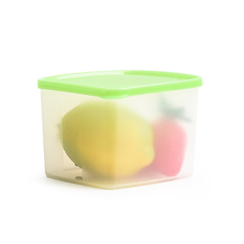 特百惠（Tupperware）特百惠800ml保鲜盒冰箱果蔬冷藏方盒干货密封储藏塑料收纳盒 单个800ml冷藏保鲜盒绿盖