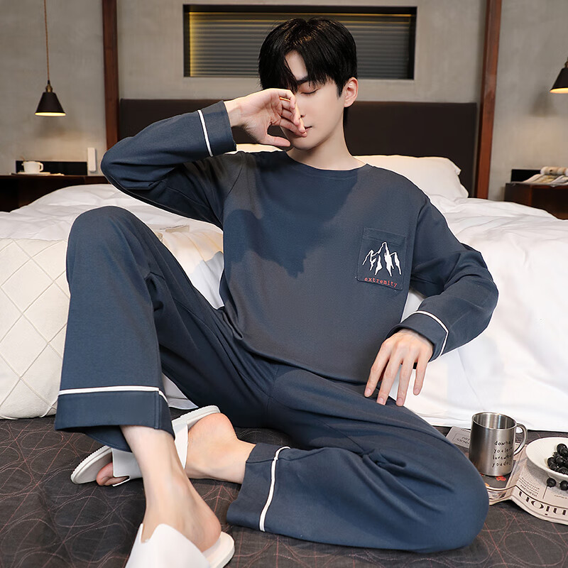 猫人精梳纯棉 180g 圆领男士家居服可外穿100%纯棉2025春季新品 49M75081 3XL