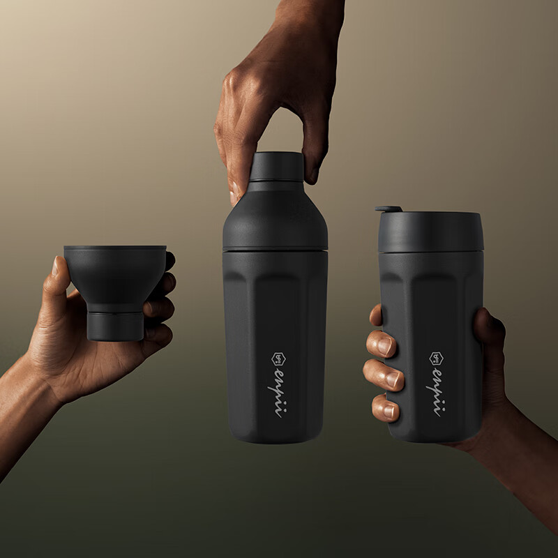 本因新品多用途随行套装 316不锈钢三段式摇壶保温杯咖啡杯 一杯双盖 不锈钢色480ml