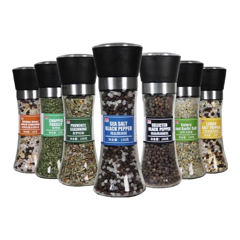 口味全海鹽黑胡椒粒研磨瓶歐芹大蒜鹽輕食牛排燒烤烤肉雞胸肉健身水煮菜 迷迭香碎30g