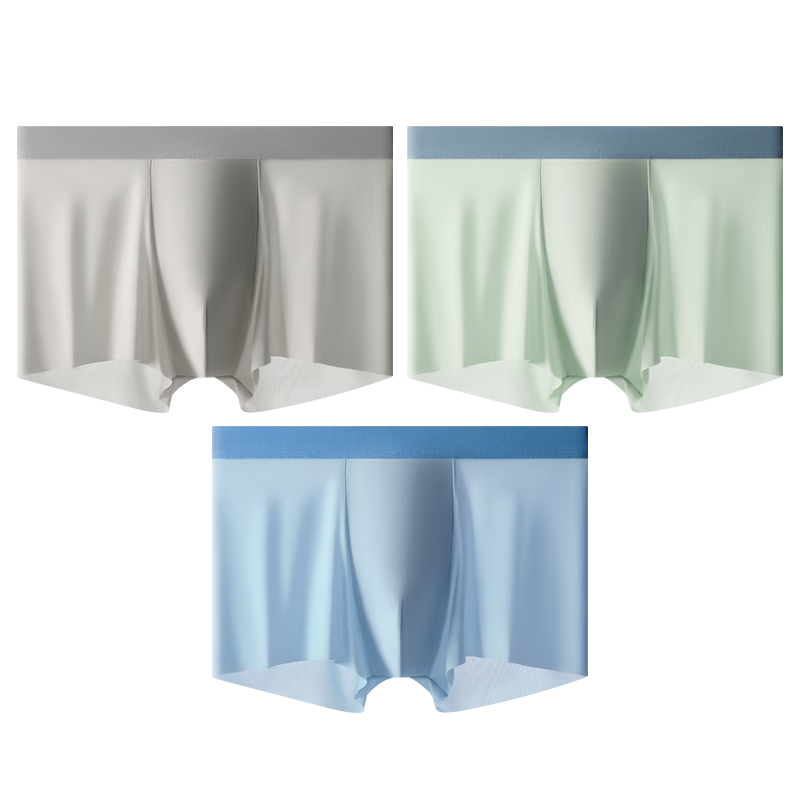 自由系男士内裤【25年新品】10A抑菌无痕冰丝空气感平角四角裤透气短裤