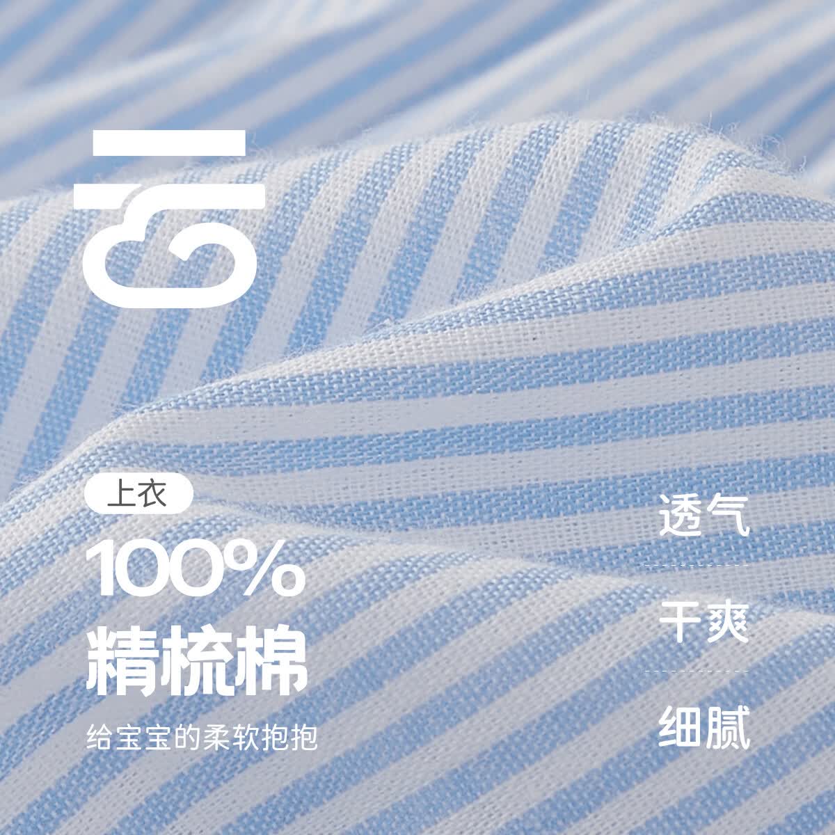 JELLYBABY[7A抗菌]女童夏装套装宝宝夏天娃娃衫打底裤小童新款儿童洋气衣服 蓝色【7A抗菌】 120