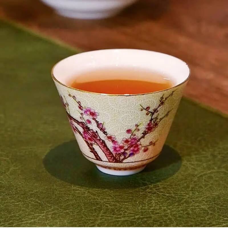 成藝掐絲牡丹小玉杯個(gè)人杯主人杯景德鎮(zhèn)陶瓷茶杯高端茶具禮盒裝批發(fā)