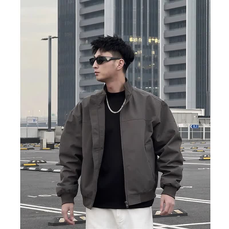 举风GATL三防工装外套男士春秋季痞帅立领棒球服高级感美式飞行员夹克 狼灰色 XL