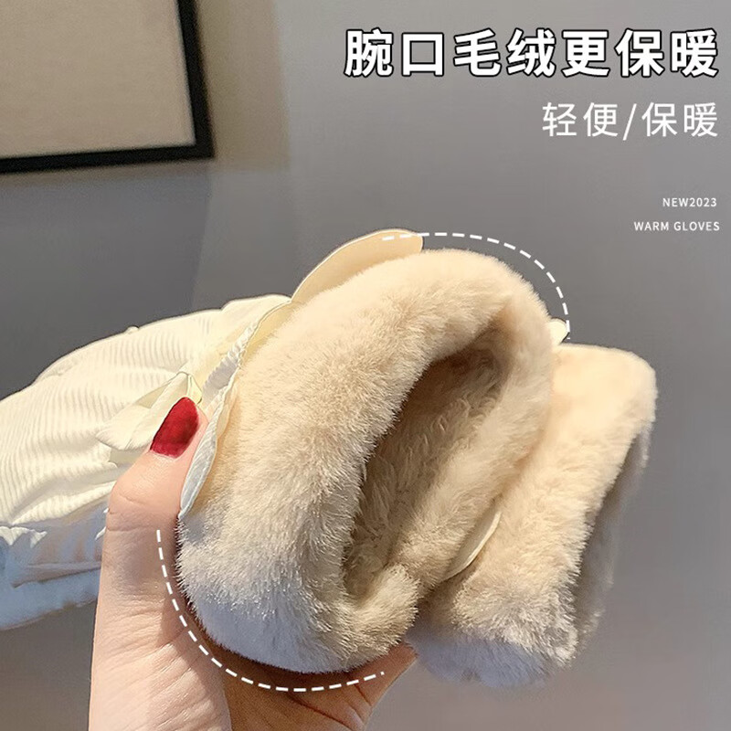 手套女冬季加绒加厚防泼水保暖可触屏户外防风防寒电动车骑行手套 WST331卡其 均码