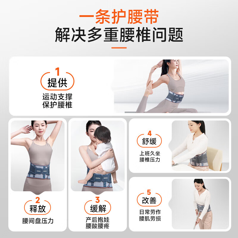 鱼跃(Yuwell)医用护腰带腰间盘劳损腰椎突出腰肌疼男女专业固定透气腰托46705
L码