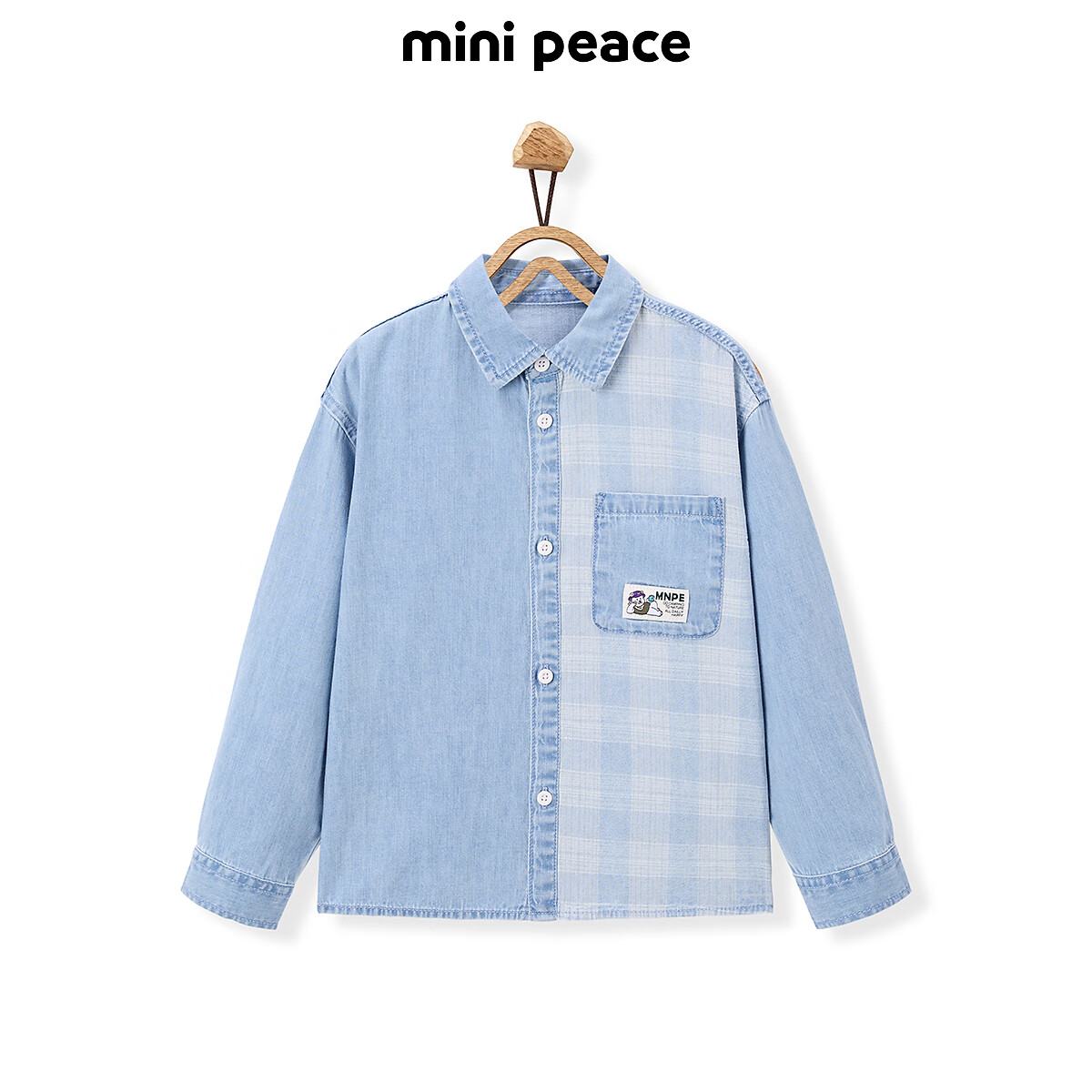 MiniPeace太平鸟童装男童衬衫FACAF1381 牛仔浅蓝 130cm