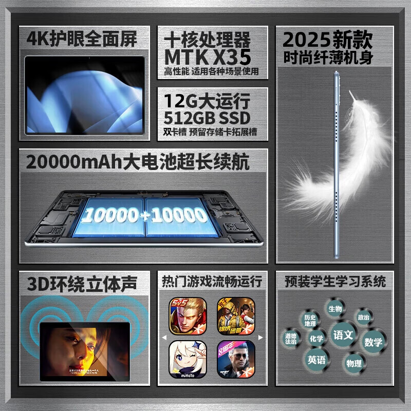 全新正品16G+1TB游戏平板电脑安卓5G全网通双卡双待学习娱乐合一 象牙白【-送皮套键盘】 16G+1TB【旗舰版】