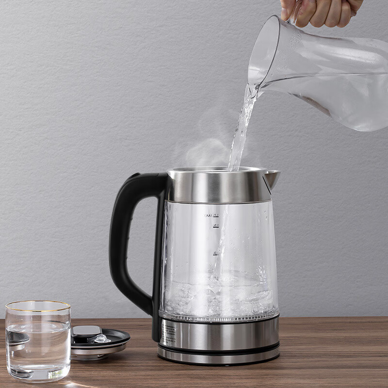 QUEENSENSE【顺丰速运】德国QUEENSENSE帝盛电热烧水壶高硼硅玻璃保温304不锈钢双层防烫自动断电恒温 1.7L 【尊贵版】英国温控+双层防烫+保温24H