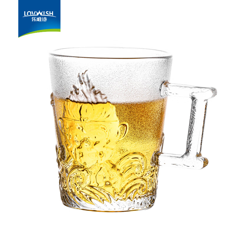 乐唯诗（NERVISHI）水杯玻璃杯高颜值家用创意黑神话悟空大圣杯果汁牛奶饮料可乐杯子 黑神话悟空杯【透明色】 275ml 1只