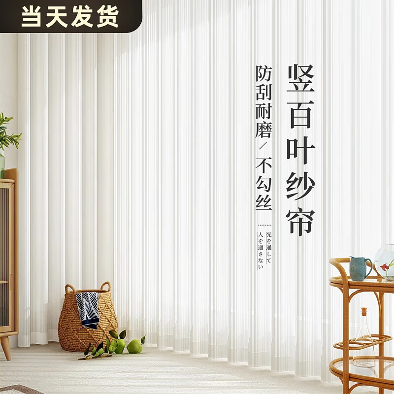 未來(lái)式幻影紗窗簾臥室紗簾透光不透人白紗客廳陽(yáng)臺(tái)防曬遮光2025新款窗紗 豎條紗-月牙白 寬2.2*高2.7掛鉤款1片