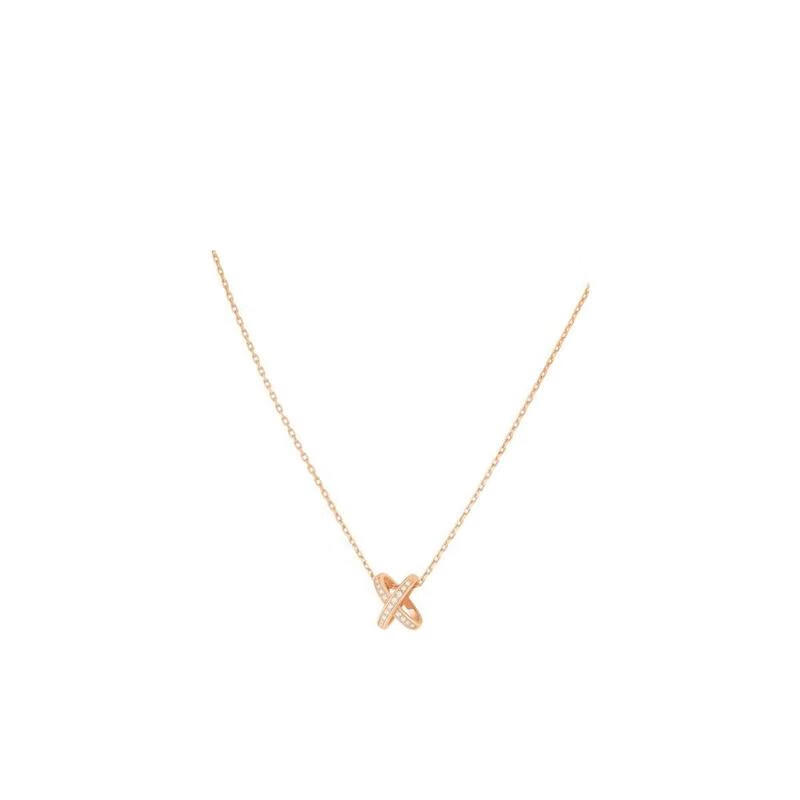 尚美巴黎（CHAUMET）粉色鉆石鑲嵌項鏈時(shí)尚飾品女士潮款墜飾鏈 送女友禮物 黃色 均碼