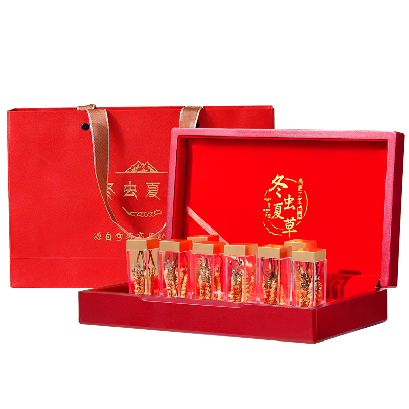 藏汐堂冬蟲夏草 高海拔新干蟲草禮盒裝干貨冬蟲草頭期 2根/g 10克【紅色方管禮盒】