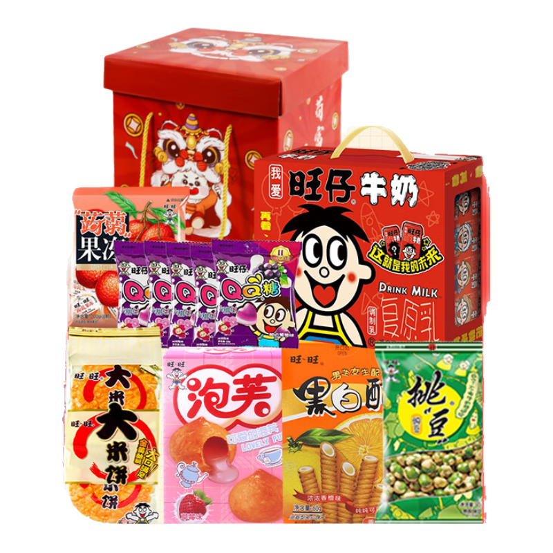 旺旺儿童零食膨化大礼包双十一节日礼包仙贝雪饼牛奶糖组合 旺旺零食礼包450g