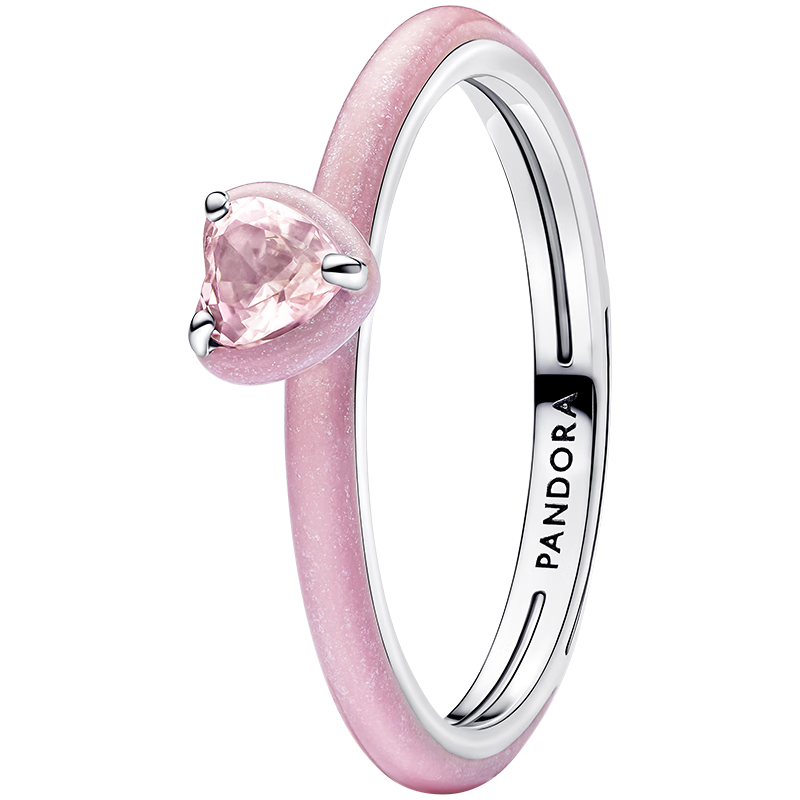 潘多拉（PANDORA）ME系列率性之心粉色戒指粉色可愛簡約生日禮物送女友 粉紅色 52mm