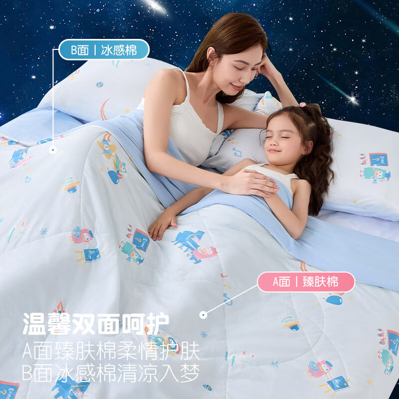 匹鲁儿童被子夏季凉感被儿童幼儿园午睡被子空调薄被四季通用可水洗 遇见莓好 120*150CM