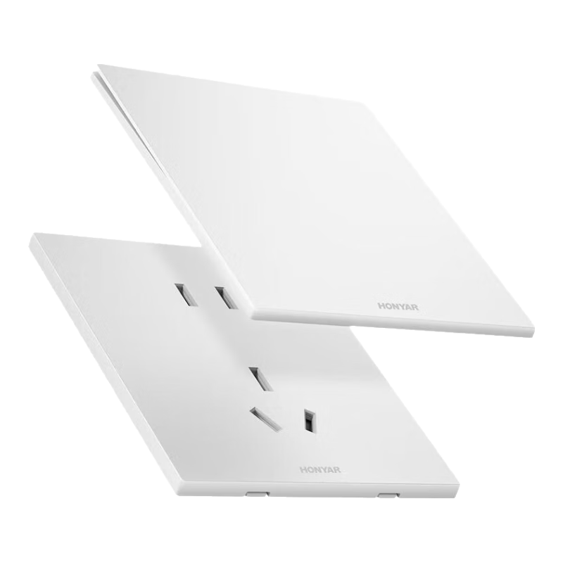 鴻雁E9插座面板開(kāi)關(guān)超薄啞光86型一開(kāi)五孔六孔雙開(kāi)三開(kāi)雙控 E9白色 三孔16A插座