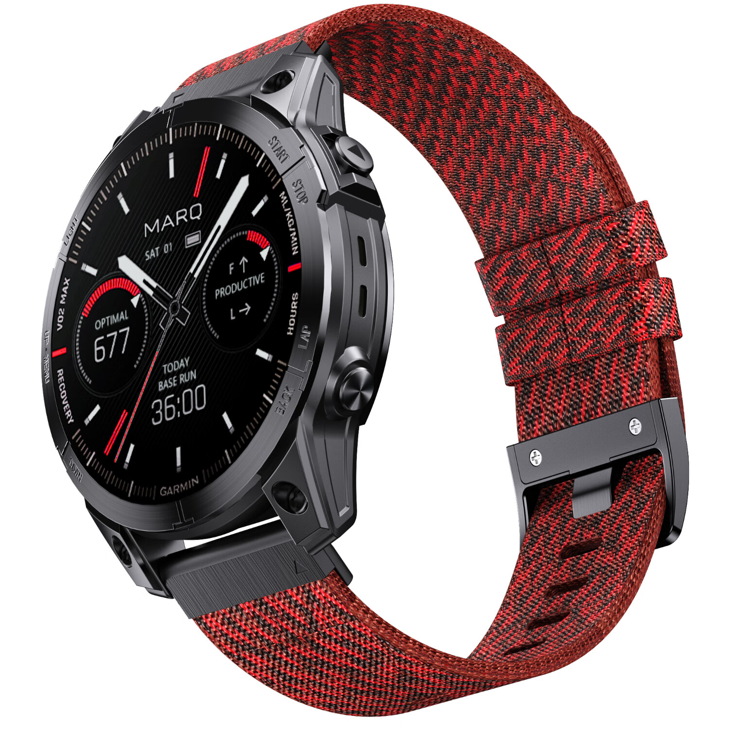 ENDUROBAND适用于佳明fenix8/7X/6X飞耐时5Xfenix3原装尼龙快拆表带提花表带手表替换带 红色提花-黑扣织带圈 佳明22mm接口