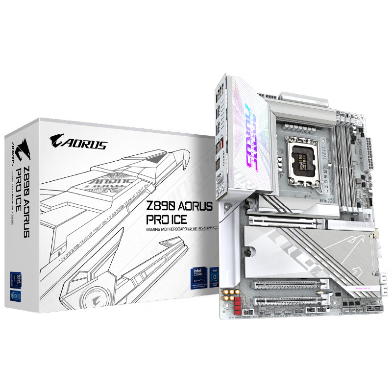 技嘉Z890 电脑主板 AORUS冰雕/小雕/魔鹰/超级雕/大雕 支持Ultra7 265KF/U9 285KF CPU Z890 A PRO ICE【电竞冰雕WiFi7】 DDR5 单主板