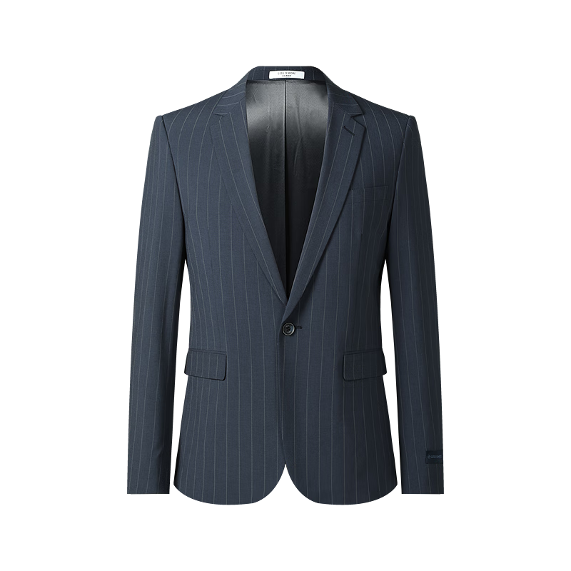 利郎青年商務(wù)男裝【雙彈西服】西服套裝男彈力條紋職場正裝西裝二件套 灰藍(lán) 180A