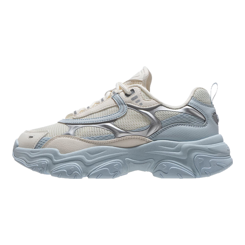骆驼老爹鞋女[星月]2025春季复古防滑厚底增高百搭舒适休闲运动鞋 K25B097014，象牙白/浅明蓝 ，女 38