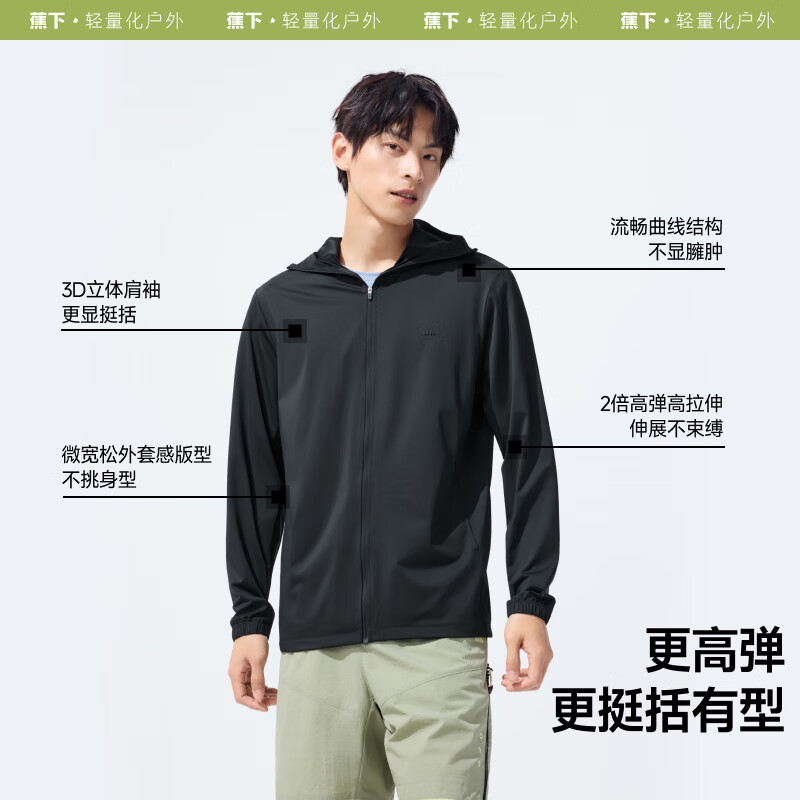 蕉下(beneunder)冰丝防晒衣服男外套防紫外线凉感透气户外钓鱼AL936 浅炭灰 L