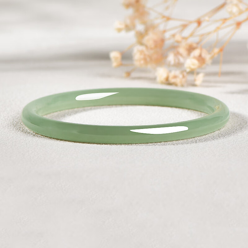 千载一玉和田玉手镯 女士青白玉细条美人镯玉石镯子 多口径可选 带证书 约55-56毫米