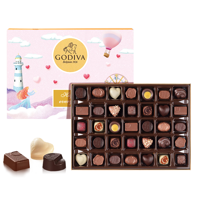 歌帝梵（GODIVA） 巧克力禮盒 35顆372g 比利時進口 中秋節(jié)禮品送父母女朋友 生日