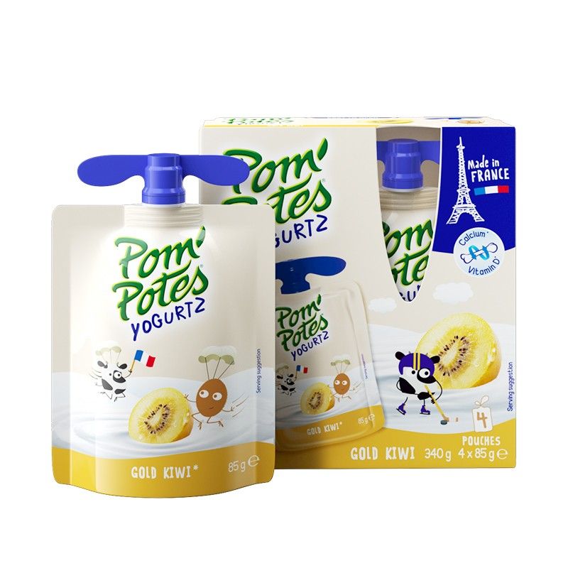 法優(yōu)樂新日期法國PomPotes酸奶兒童常溫酸奶果泥寶寶無添加 酸奶奇異果味*4袋