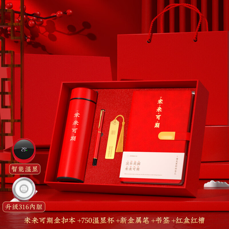 2025新款中考百日誓师礼物高考状元金榜题名孩子实用笔记本礼盒定制文具套装男生女生刻学生名字初高中记 未来可期金扣本+750温显杯+新金属笔+书签+红盒